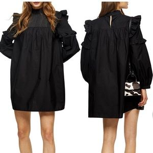 Topshop Frill lo sleeve minidress